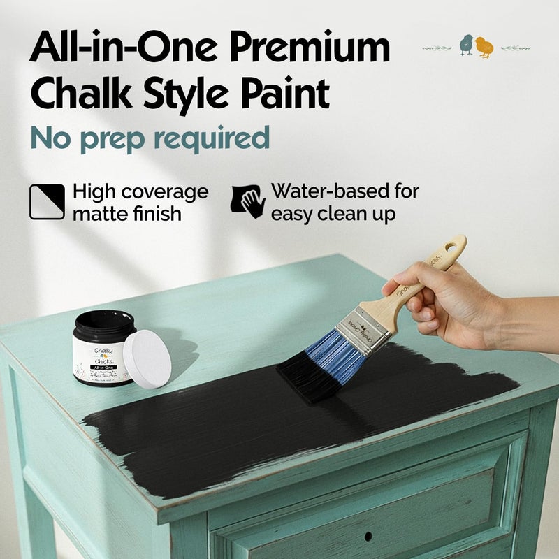 Chalky Chicks All-in-One Chalk Paint for Furniture or Cabinet - 32 Fl Oz - Matte Finish Starless Night Black for Metal, Wood Furniture Paint - No Sanding All-in-One for Home Decor & Crafts, USA Made - Image 4